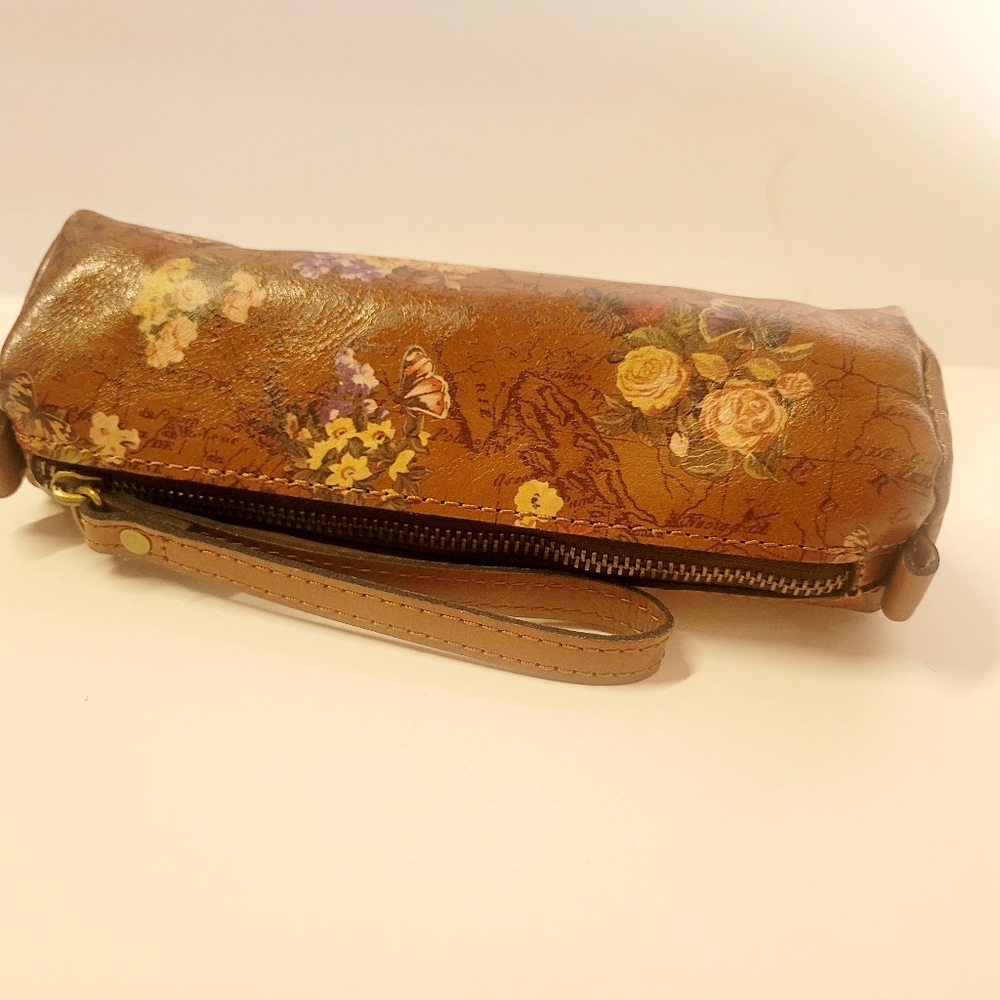 Patricia Nash Floral Brown Leather Wristlet
